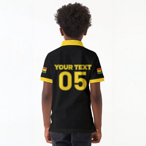Custom Ghana Football 2026 Kid Polo Shirt Black Stars Never Fall Black Version