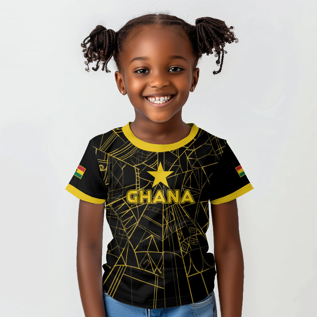 Custom Ghana Football 2026 Kid T shirt Black Stars Never Fall Black Version