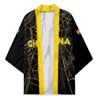 Custom Ghana Football 2026 Kimono Black Stars Never Fall Black Version