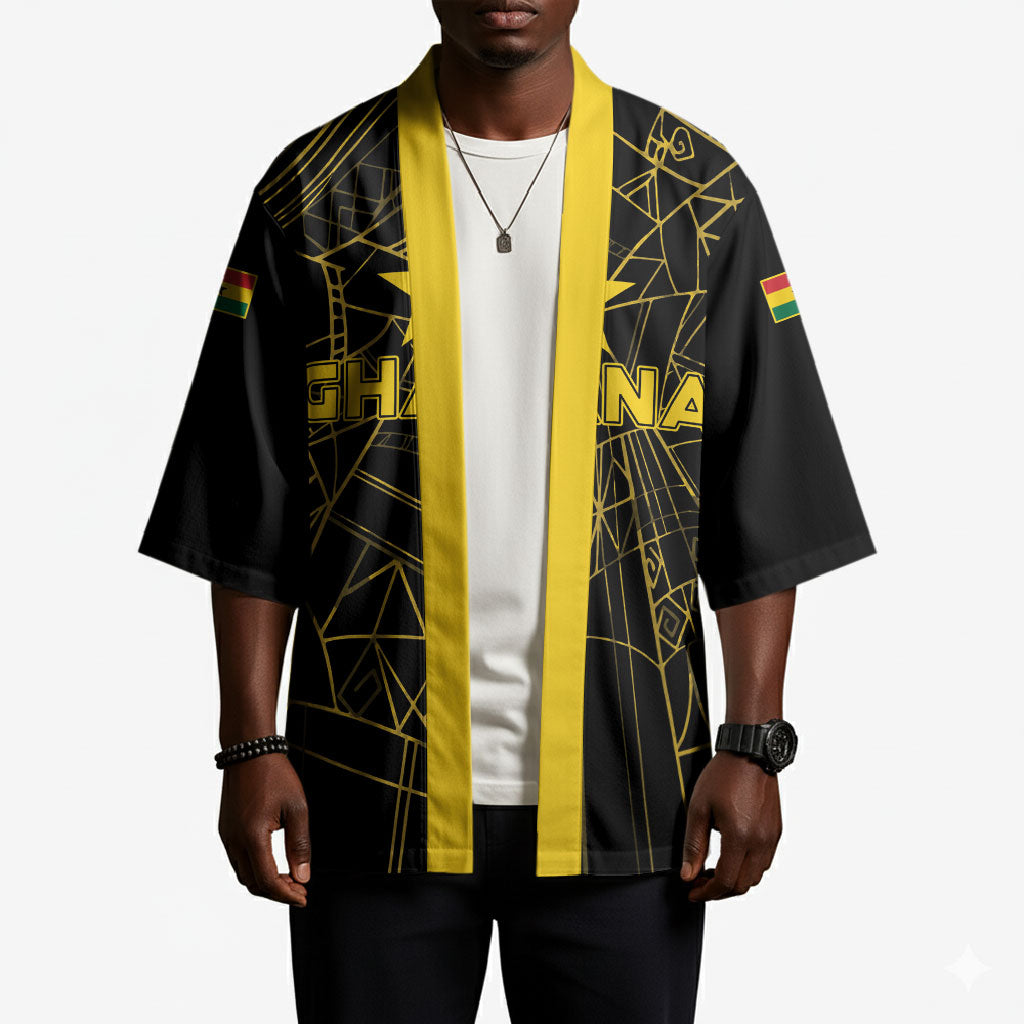 Custom Ghana Football 2026 Kimono Black Stars Never Fall Black Version