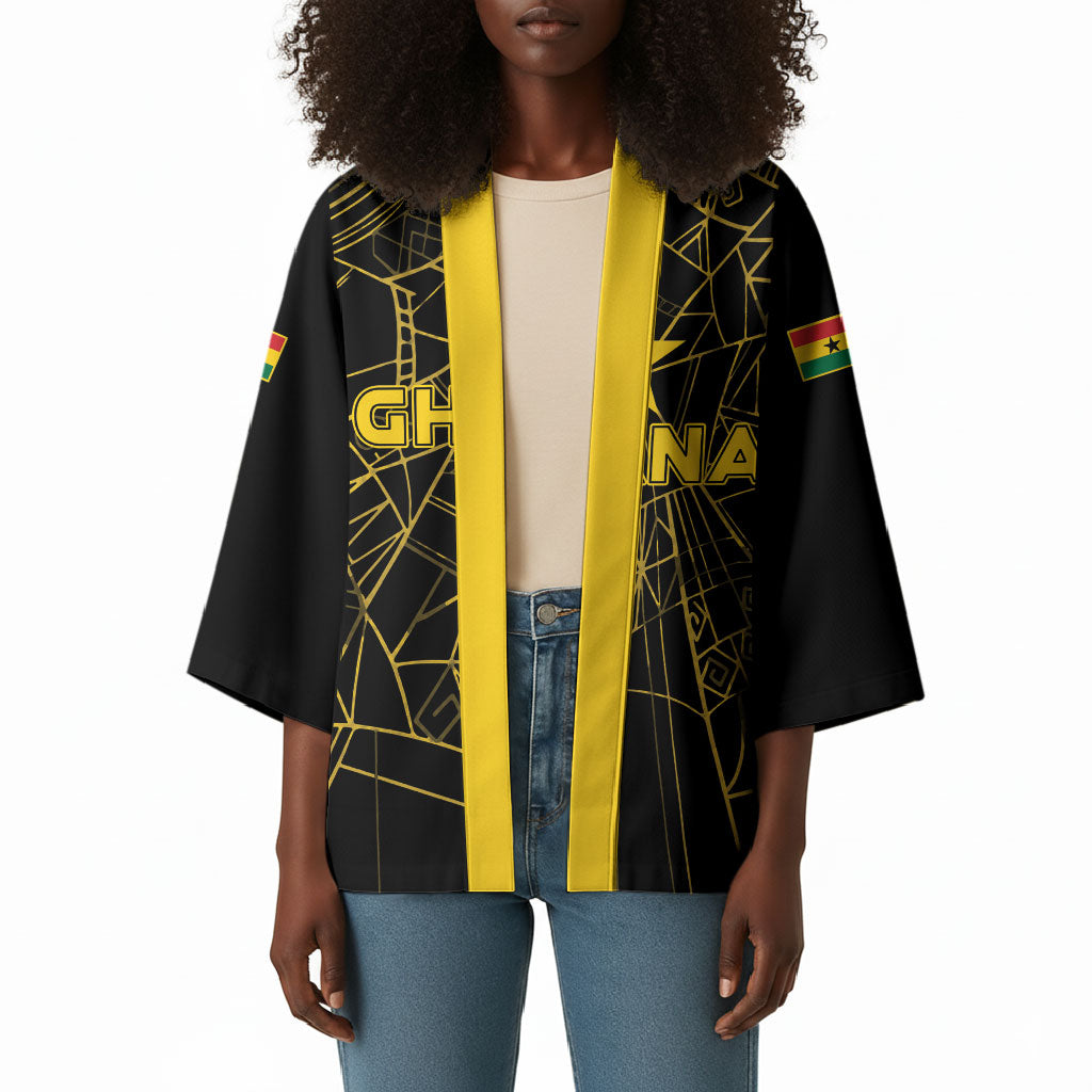 Custom Ghana Football 2026 Kimono Black Stars Never Fall Black Version