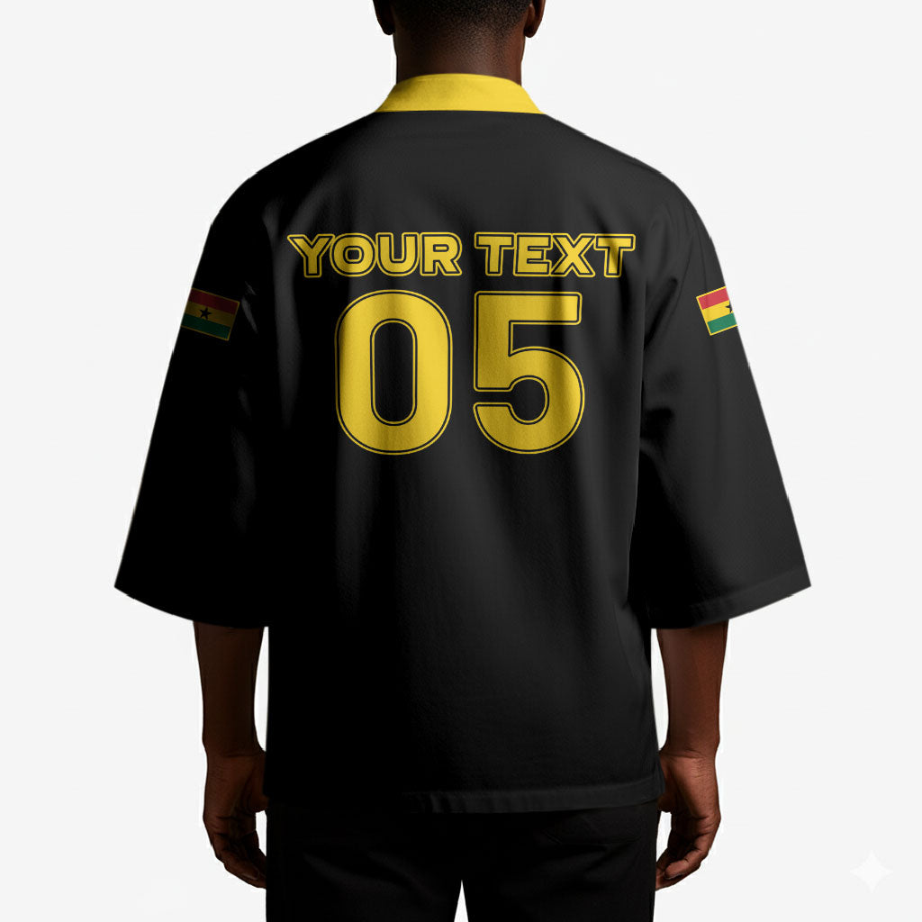 Custom Ghana Football 2026 Kimono Black Stars Never Fall Black Version