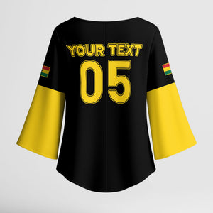 Custom Ghana Football 2026 Kimono Sleeve Blouse Black Stars Never Fall Black Version