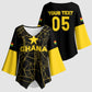 Custom Ghana Football 2026 Kimono Sleeve Blouse Black Stars Never Fall Black Version