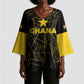 Custom Ghana Football 2026 Kimono Sleeve Blouse Black Stars Never Fall Black Version
