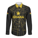 Custom Ghana Football 2026 Long Sleeve Button Shirt Black Stars Never Fall Black Version