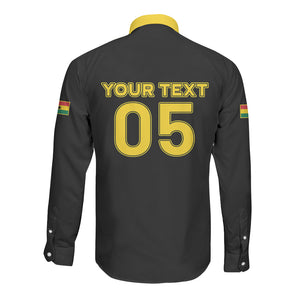 Custom Ghana Football 2026 Long Sleeve Button Shirt Black Stars Never Fall Black Version