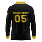 Custom Ghana Football 2026 Long Sleeve Polo Shirt Black Stars Never Fall Black Version
