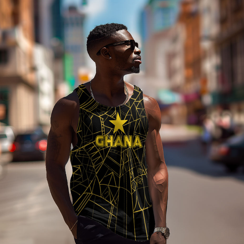 Custom Ghana Football 2026 Men Tank Top Black Stars Never Fall Black Version
