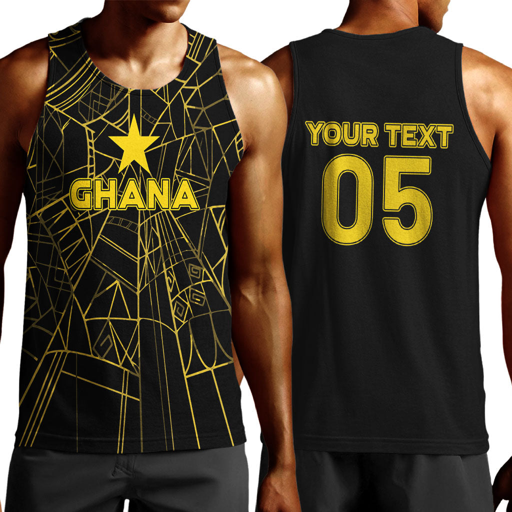 Custom Ghana Football 2026 Men Tank Top Black Stars Never Fall Black Version