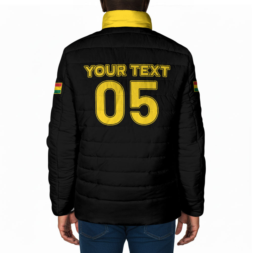 Custom Ghana Football 2026 Padded Jacket Black Stars Never Fall Black Version