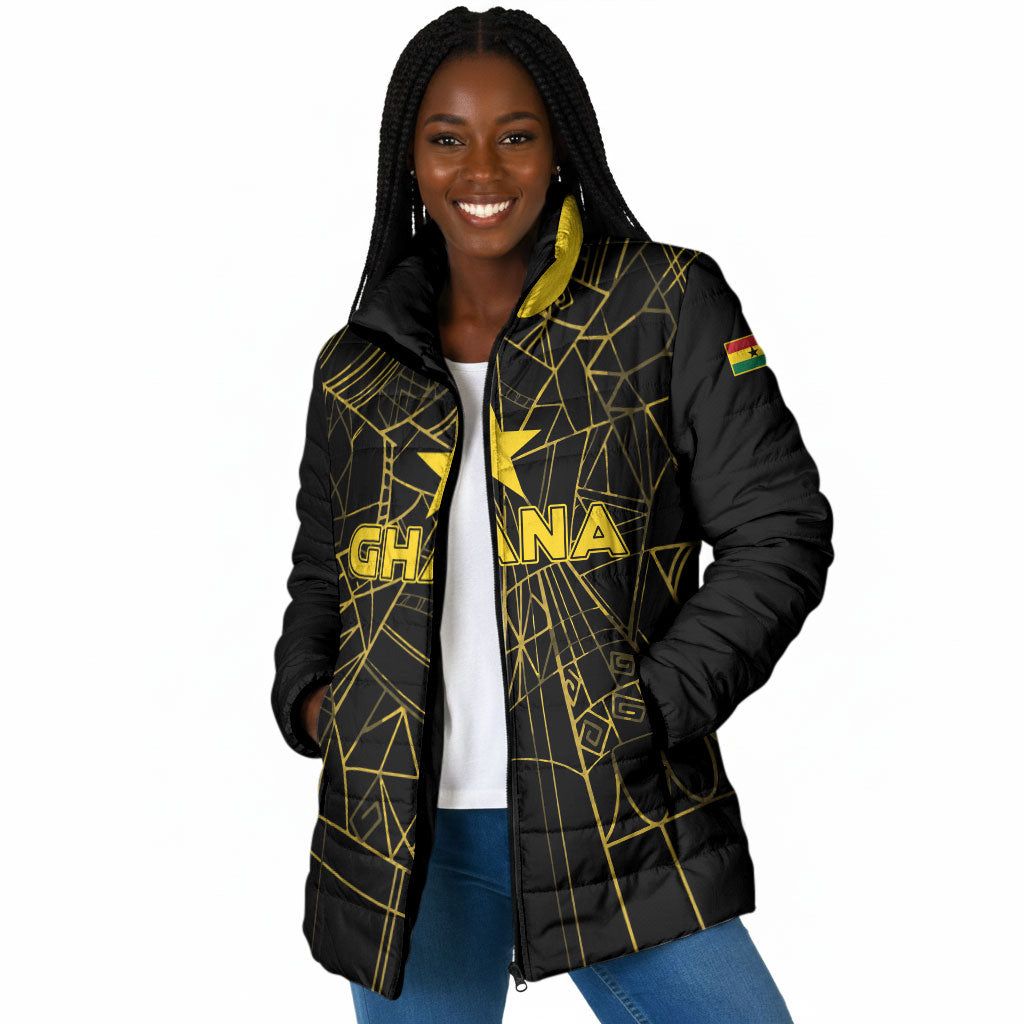 Custom Ghana Football 2026 Padded Jacket Black Stars Never Fall Black Version