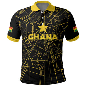 Custom Ghana Football 2026 Polo Shirt Black Stars Never Fall Black Version