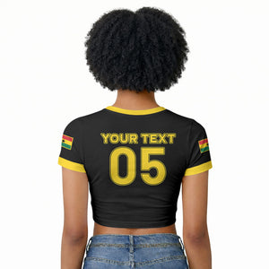 Custom Ghana Football 2026 Raglan Cropped T shirt Black Stars Never Fall Black Version