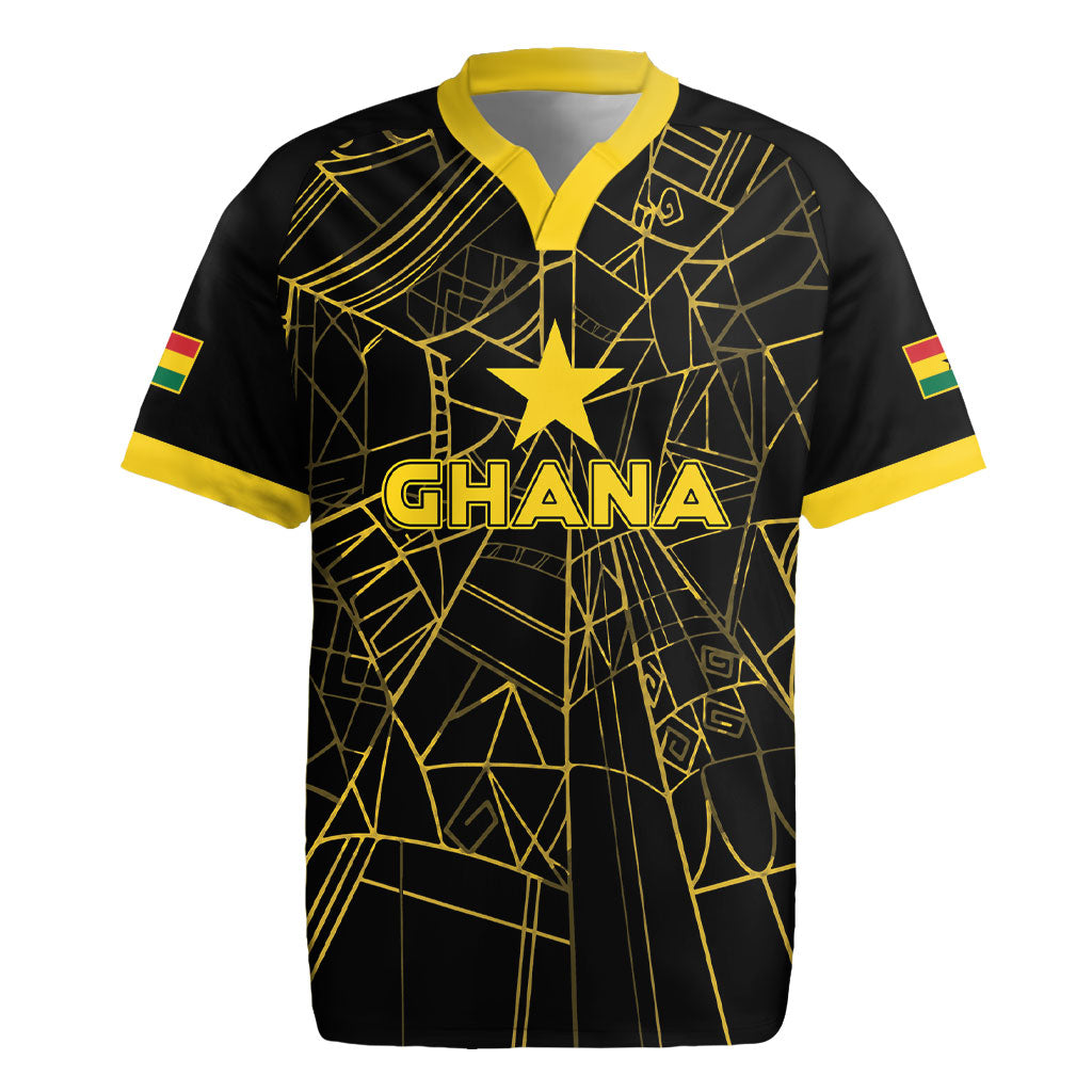 Custom Ghana Football 2026 Rugby Jersey Black Stars Never Fall Black Version