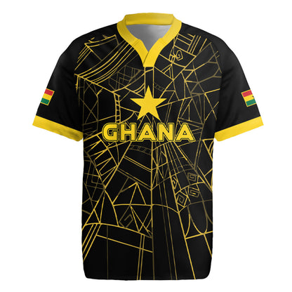 Custom Ghana Football 2026 Rugby Jersey Black Stars Never Fall Black Version