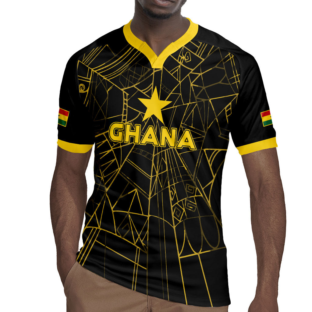 Custom Ghana Football 2026 Rugby Jersey Black Stars Never Fall Black Version