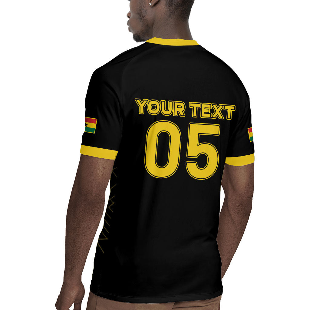 Custom Ghana Football 2026 Rugby Jersey Black Stars Never Fall Black Version