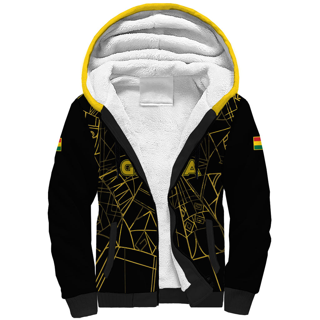 Custom Ghana Football 2026 Sherpa Hoodie Black Stars Never Fall Black Version