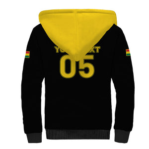Custom Ghana Football 2026 Sherpa Hoodie Black Stars Never Fall Black Version