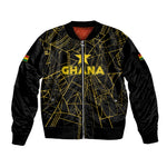 Custom Ghana Football 2026 Sleeve Zip Bomber Jacket Black Stars Never Fall Black Version