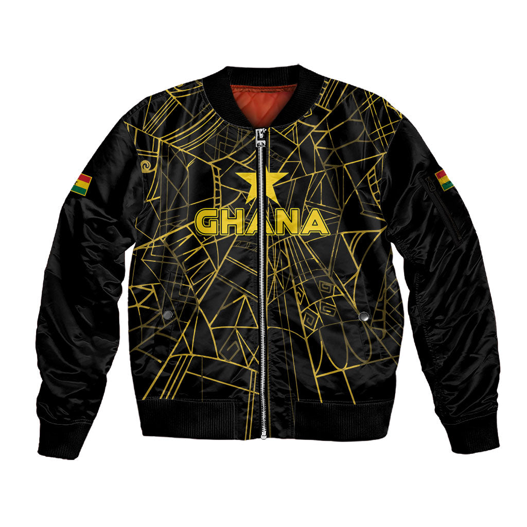 Custom Ghana Football 2026 Sleeve Zip Bomber Jacket Black Stars Never Fall Black Version