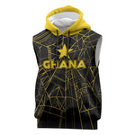 Custom Ghana Football 2026 Sleeveless Hoodie Black Stars Never Fall Black Version