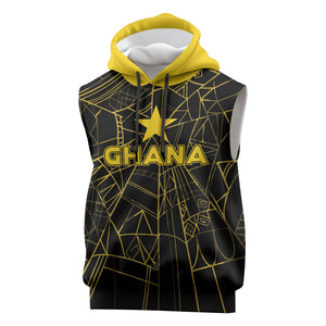 Custom Ghana Football 2026 Sleeveless Hoodie Black Stars Never Fall Black Version