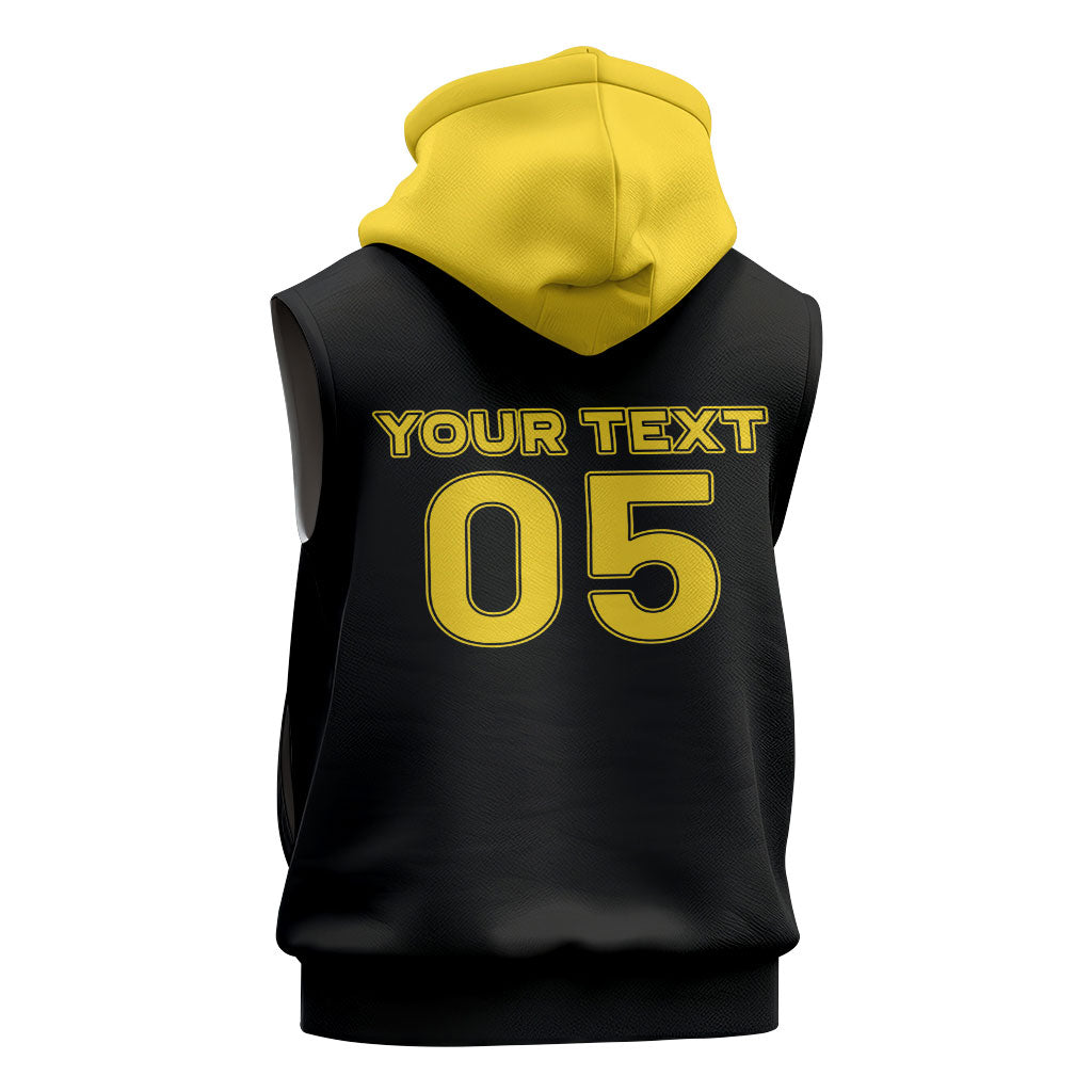 Custom Ghana Football 2026 Sleeveless Hoodie Black Stars Never Fall Black Version