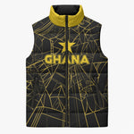 Custom Ghana Football 2026 Sleeveless Puffer Jacket Black Stars Never Fall Black Version