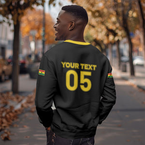 Custom Ghana Football 2026 Sweatshirt Black Stars Never Fall Black Version