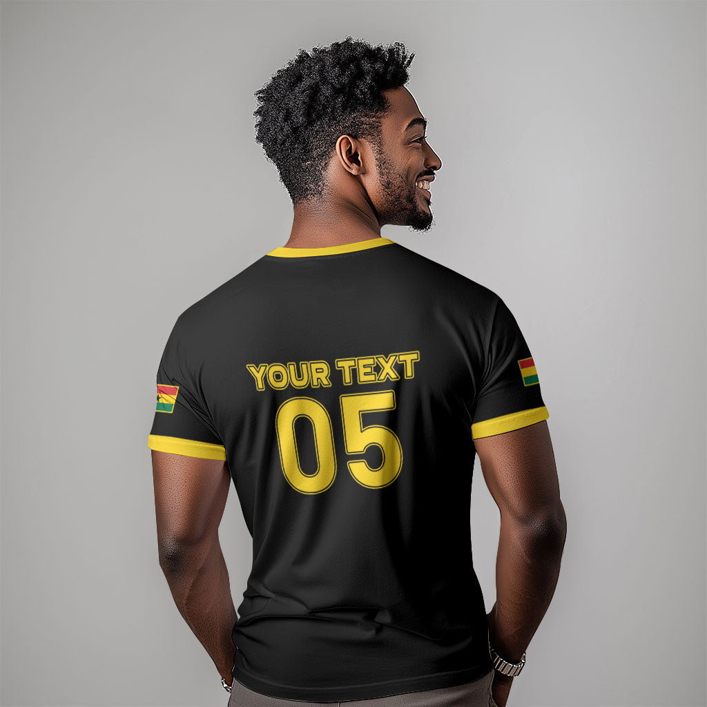 Custom Ghana Football 2026 T shirt Black Stars Never Fall Black Version