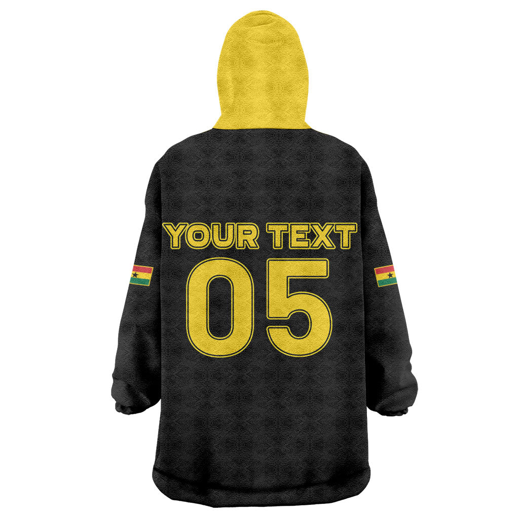 Custom Ghana Football 2026 Wearable Blanket Hoodie Black Stars Never Fall Black Version