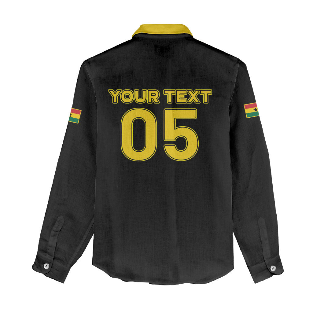 Custom Ghana Football 2026 Women Casual Shirt Black Stars Never Fall Black Version