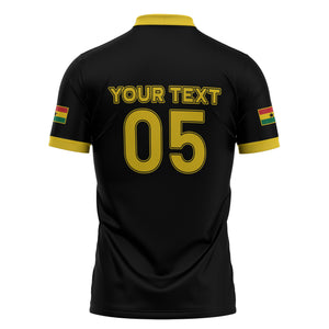 Custom Ghana Football 2026 Zipper Polo Shirt Black Stars Never Fall Black Version