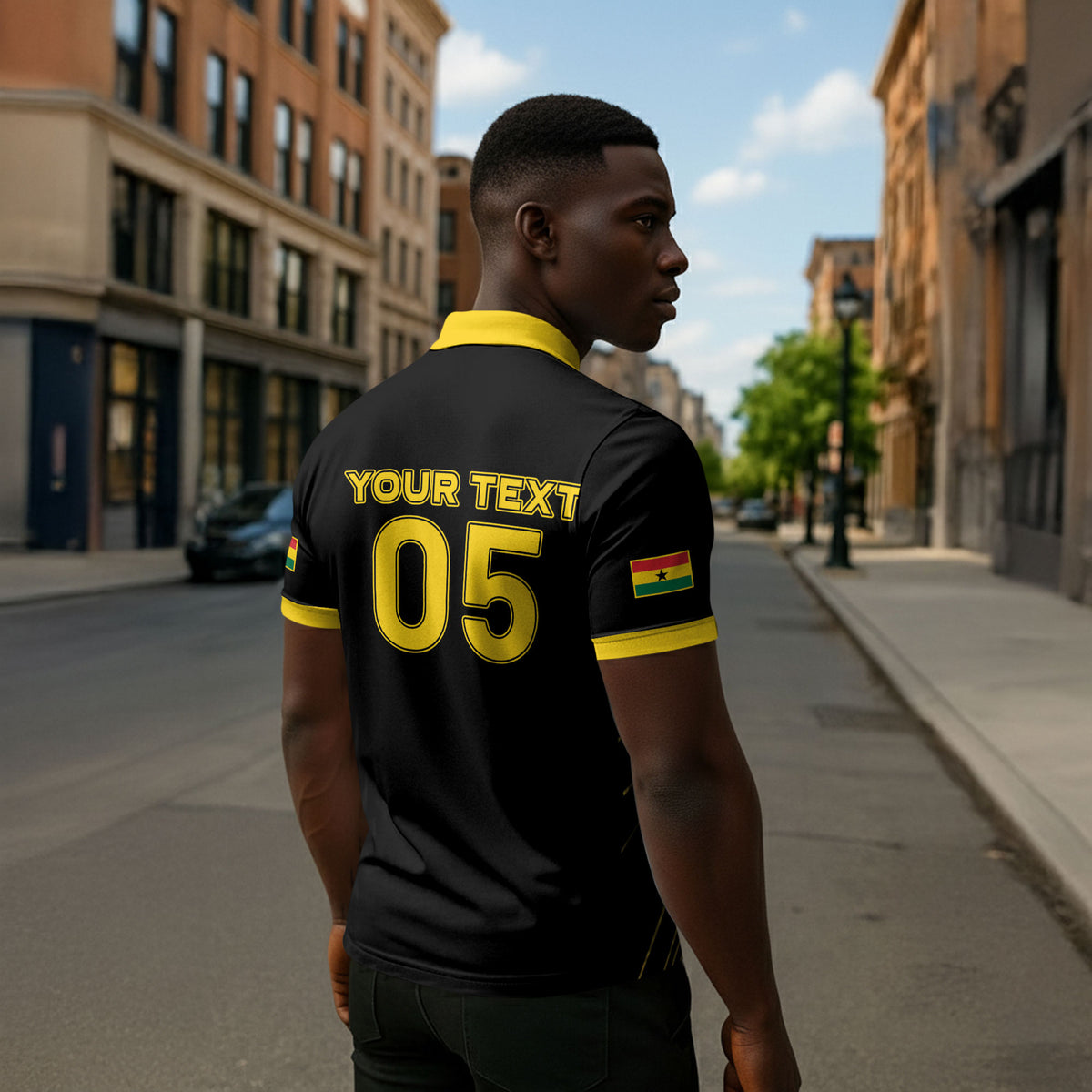Custom Ghana Football 2026 Zipper Polo Shirt Black Stars Never Fall Black Version