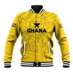 Custom Ghana Football 2026 Baseball Jacket Black Stars Never Fall Yellow Version