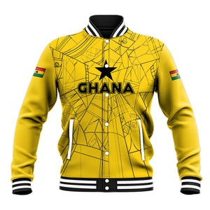 Custom Ghana Football 2026 Baseball Jacket Black Stars Never Fall Yellow Version