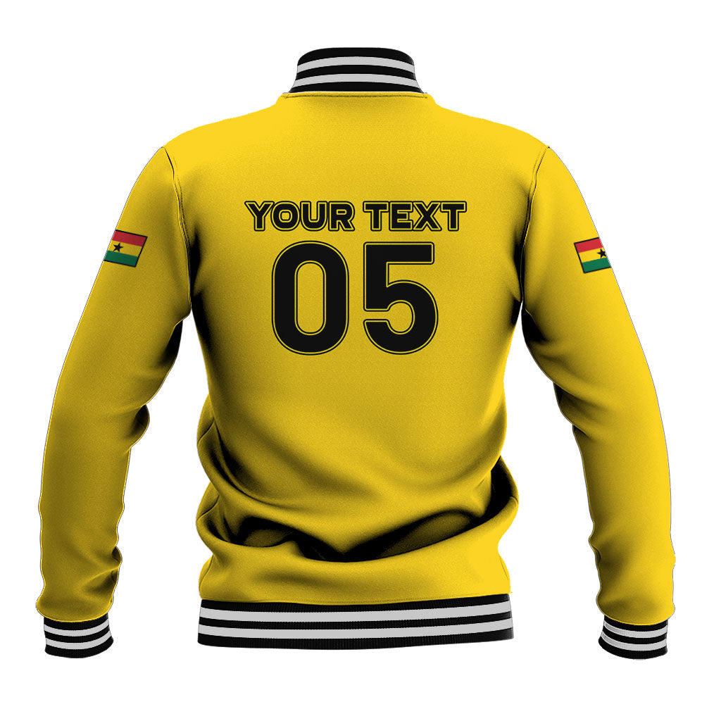 Custom Ghana Football 2026 Baseball Jacket Black Stars Never Fall Yellow Version