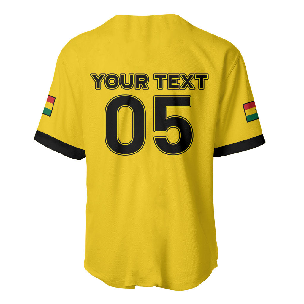 Custom Ghana Football 2026 Baseball Jersey Black Stars Never Fall Yellow Version