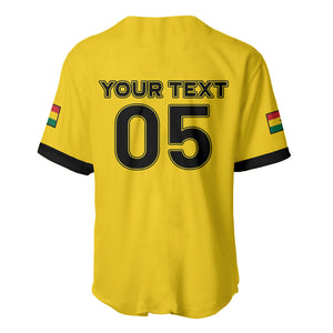 Custom Ghana Football 2026 Baseball Jersey Black Stars Never Fall Yellow Version