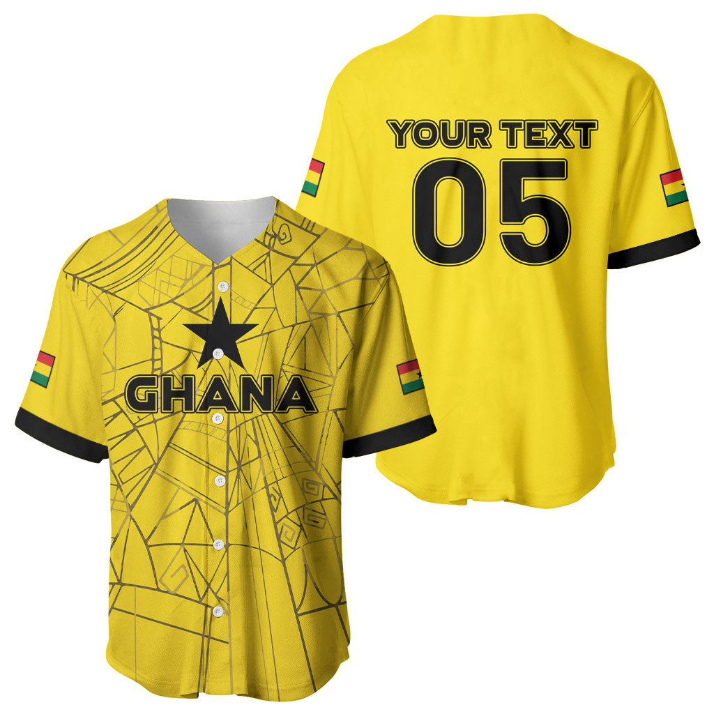 Custom Ghana Football 2026 Baseball Jersey Black Stars Never Fall Yellow Version