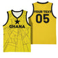 Custom Ghana Football 2026 Basketball Jersey Black Stars Never Fall Yellow Version