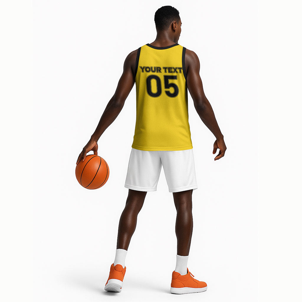 Custom Ghana Football 2026 Basketball Jersey Black Stars Never Fall Yellow Version