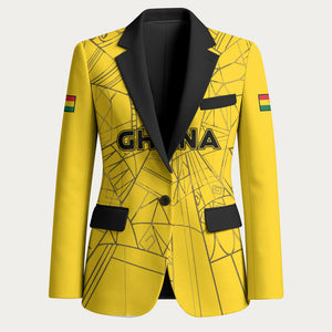 Custom Ghana Football 2026 Blazer Black Stars Never Fall Yellow Version