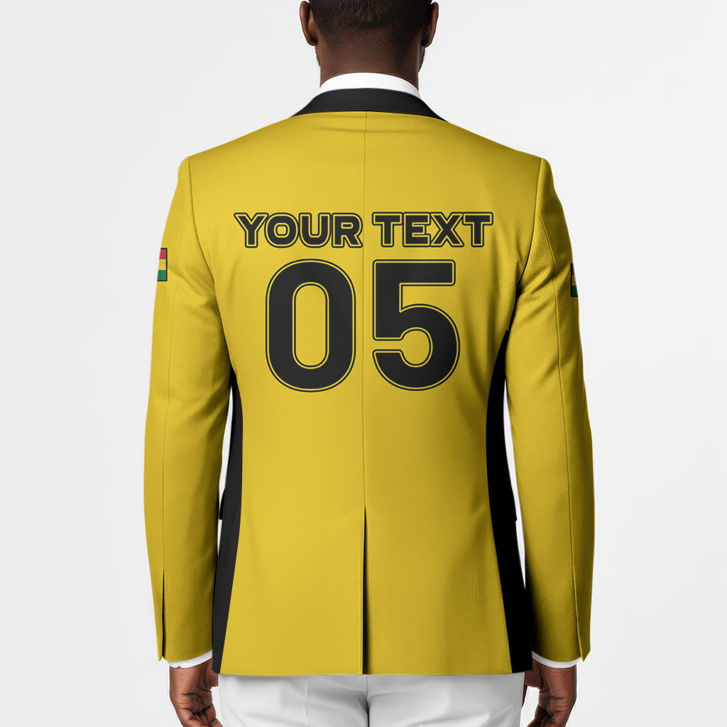Custom Ghana Football 2026 Blazer Black Stars Never Fall Yellow Version