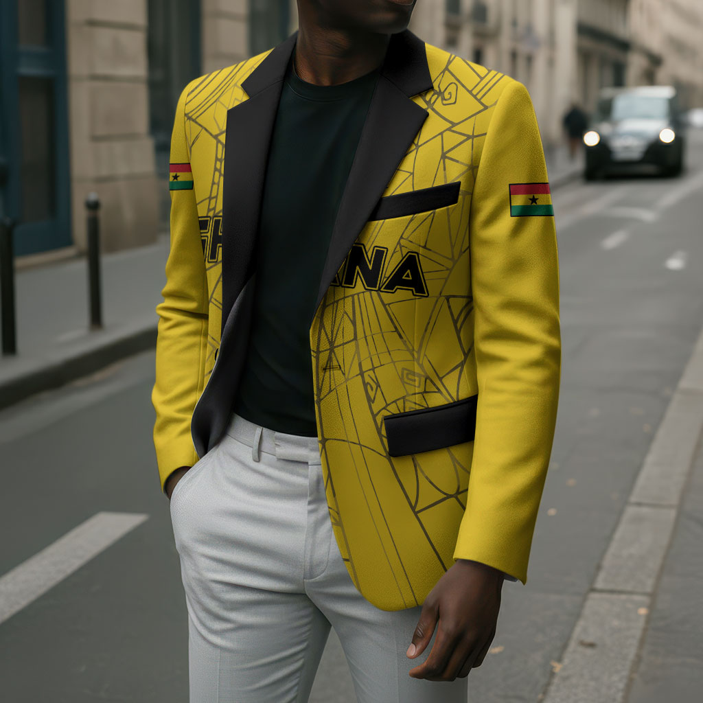 Custom Ghana Football 2026 Blazer Black Stars Never Fall Yellow Version