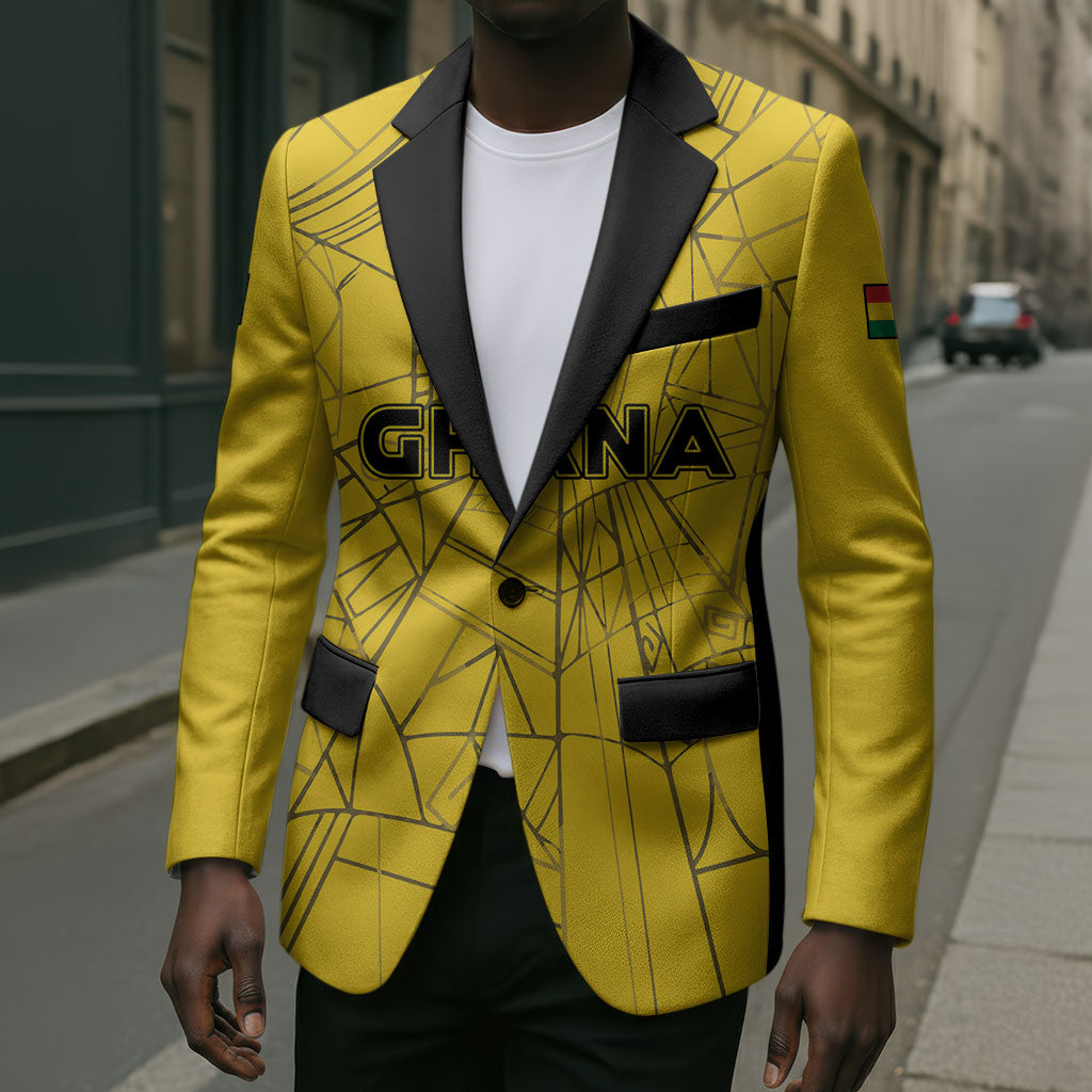 Custom Ghana Football 2026 Blazer Black Stars Never Fall Yellow Version