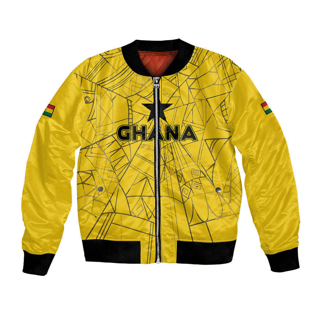 Custom Ghana Football 2026 Bomber Jacket Black Stars Never Fall Yellow Version