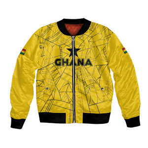 Custom Ghana Football 2026 Bomber Jacket Black Stars Never Fall Yellow Version